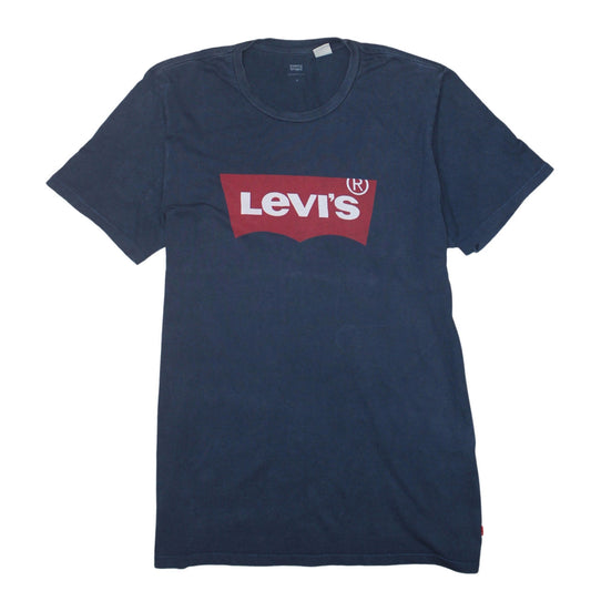 Levi's Men's Blue Graphic Logo Crew Neck Cotton T-Shirt Size M