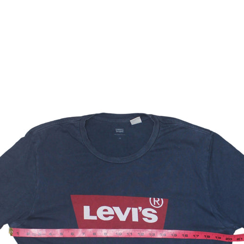 Levi's Men's Blue Graphic Logo Crew Neck Cotton T-Shirt Size M