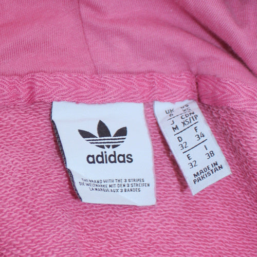 Adidas Womens Pink Pullover Hoodie XS Graphic Logo Cotton Casual