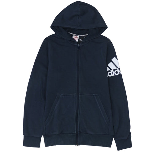 Adidas Boys Navy Blue Full Zip Hoodie Size 13-14 Years L Sportswear