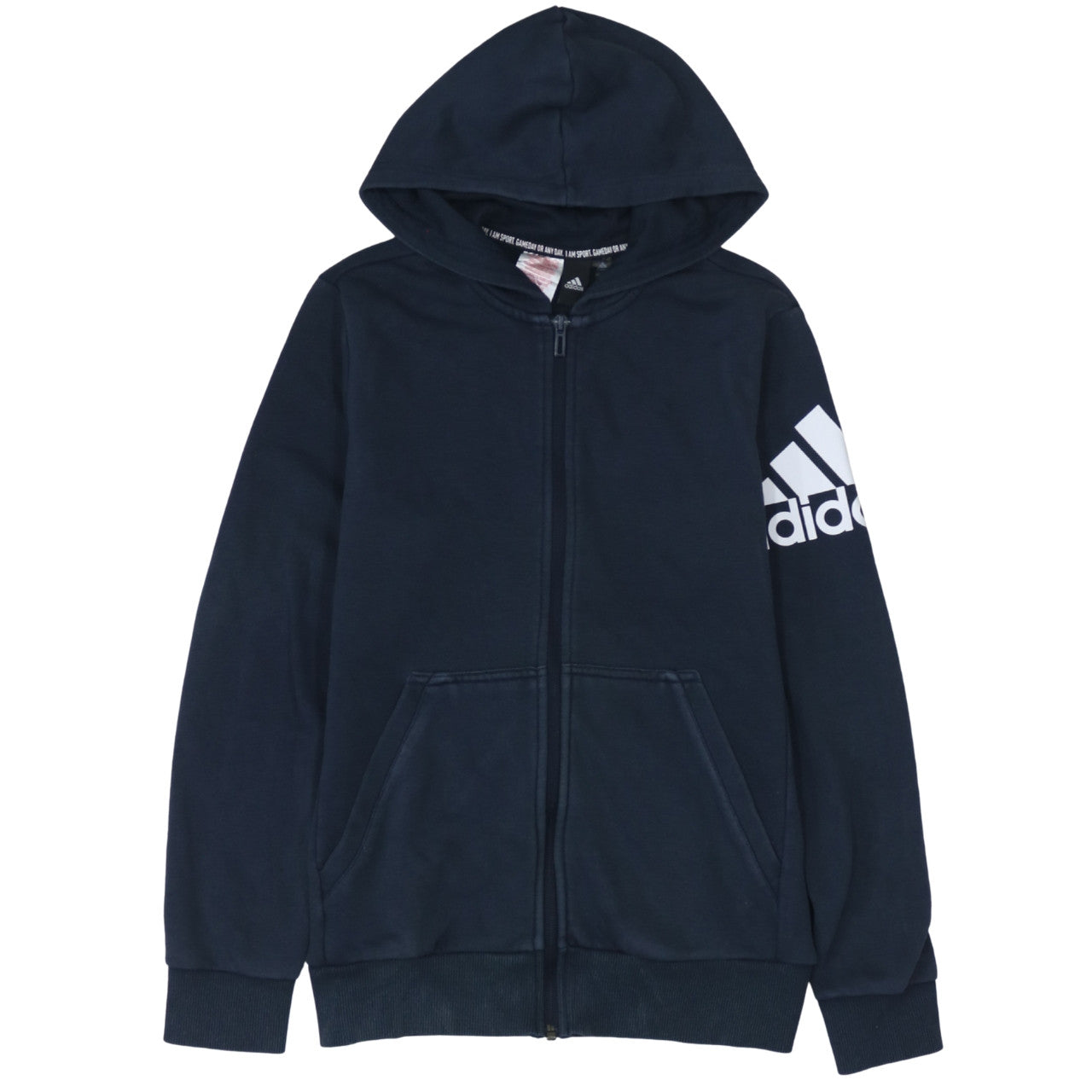 Adidas Boys Navy Blue Full Zip Hoodie Size 13-14 Years L Sportswear