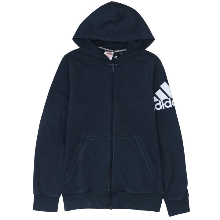 Adidas Boys Navy Blue Full Zip Hoodie Size 13-14 Years L Sportswear