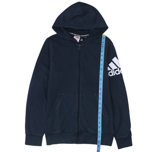 Adidas Boys Navy Blue Full Zip Hoodie Size 13-14 Years L Sportswear