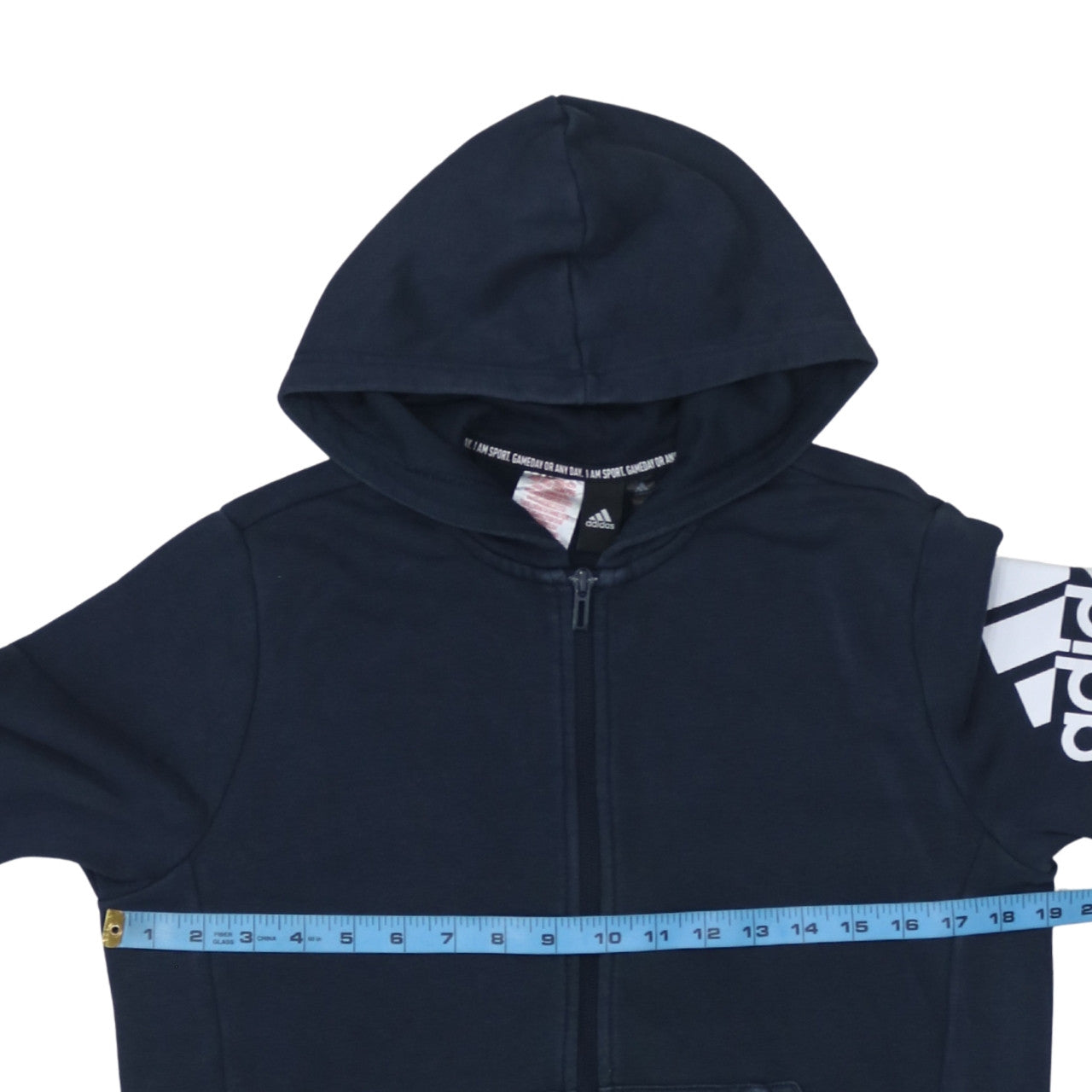 Adidas Boys Navy Blue Full Zip Hoodie Size 13-14 Years L Sportswear