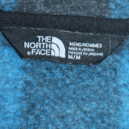 The North Face Men's Blue Check Fleece 1/4 Zip Pullover Sweatshirt M