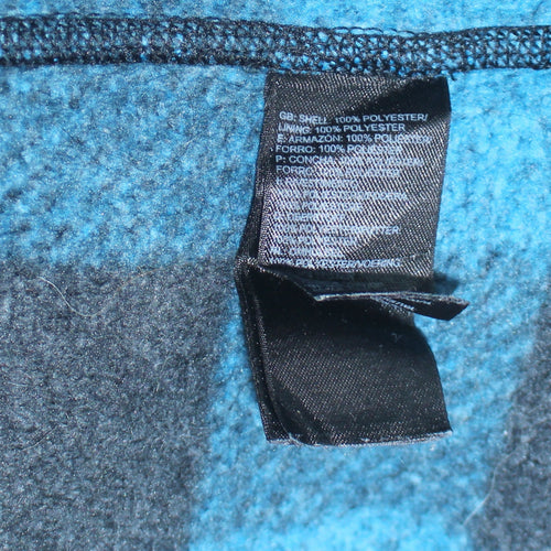 The North Face Men's Blue Check Fleece 1/4 Zip Pullover Sweatshirt M