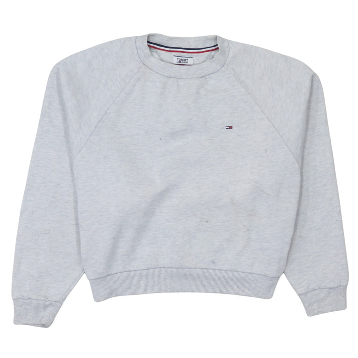 Tommy Jeans Women Grey Crew Neck Sweatshirt M Classic Fit