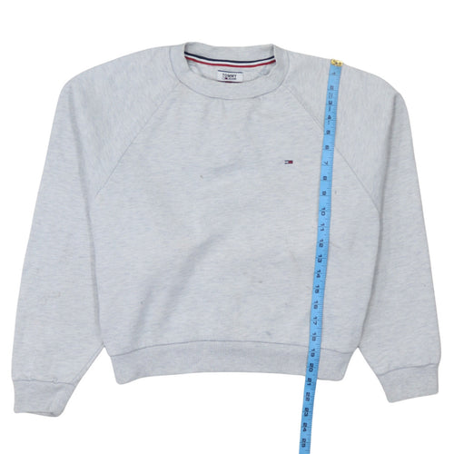Tommy Jeans Women Grey Crew Neck Sweatshirt M Classic Fit