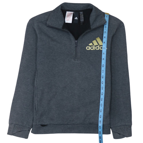 Adidas Boys Grey 11-12 Years 1/2 Zip Pullover Hoodie Sweatshirt