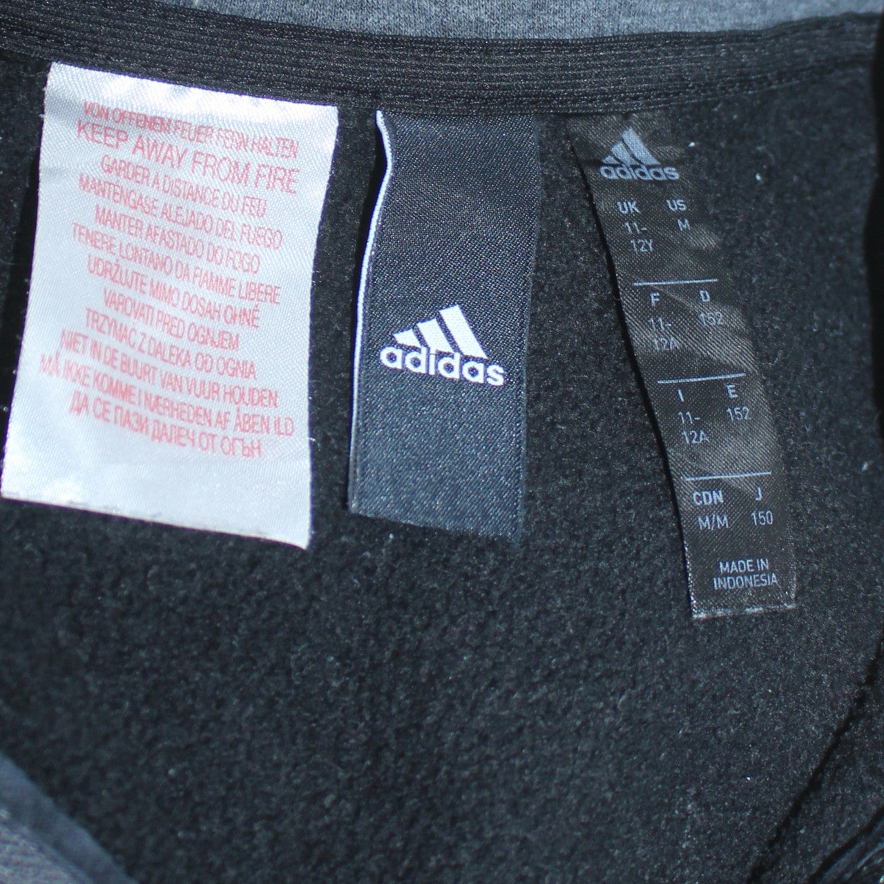 Adidas Boys Grey 11-12 Years 1/2 Zip Pullover Hoodie Sweatshirt