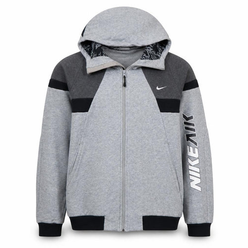 Nike Men's Grey Full Zip Hoodie M Sports Logo Fleece Sweatshirt