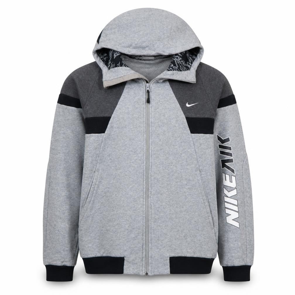 Nike Men's Grey Full Zip Hoodie M Sports Logo Fleece Sweatshirt