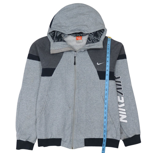 Nike Men's Grey Full Zip Hoodie M Sports Logo Fleece Sweatshirt