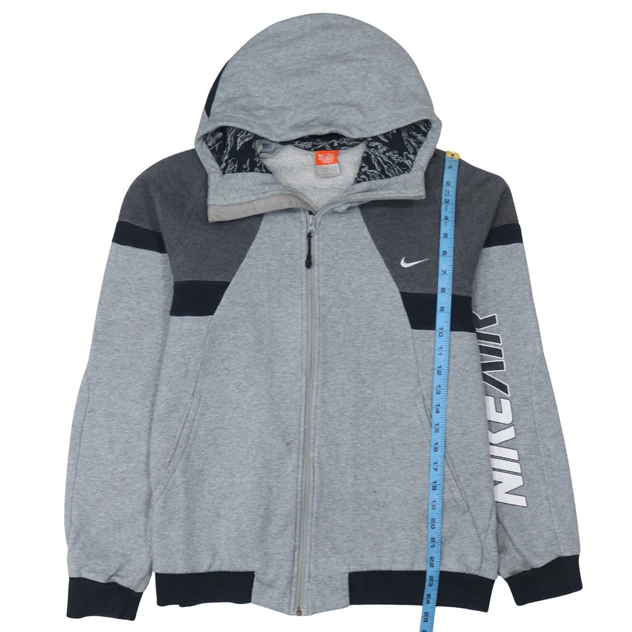 Nike Men's Grey Full Zip Hoodie M Sports Logo Fleece Sweatshirt