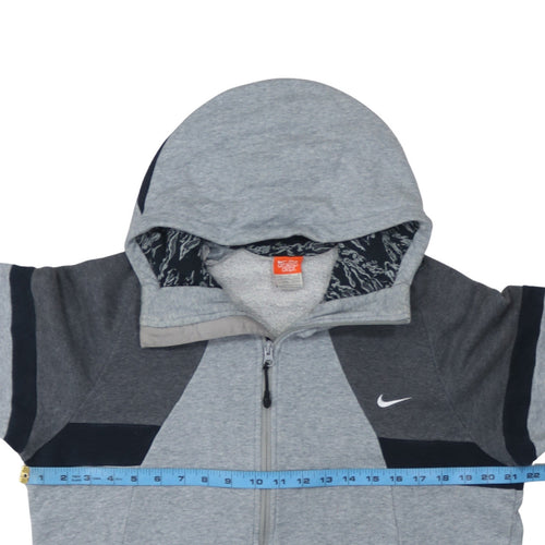 Nike Men's Grey Full Zip Hoodie M Sports Logo Fleece Sweatshirt