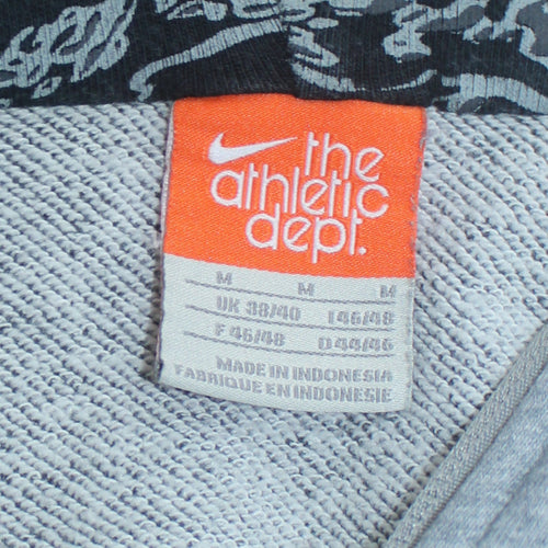 Nike Men's Grey Full Zip Hoodie M Sports Logo Fleece Sweatshirt