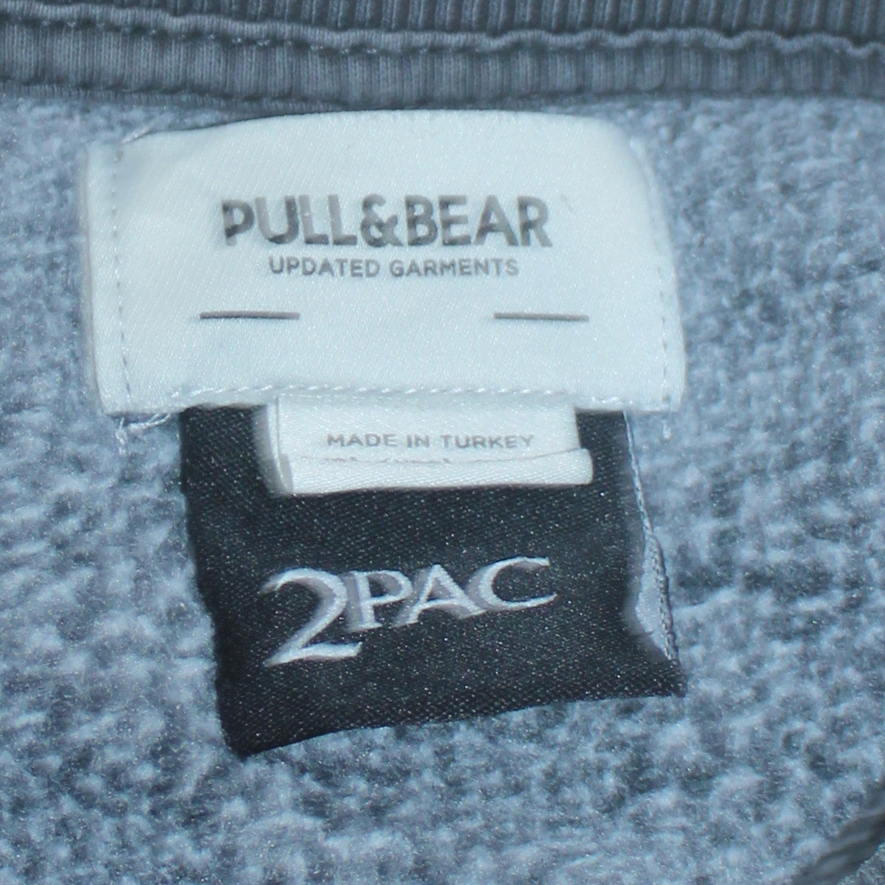 Pull&Bear Men Grey 2PAC Graphic Pullover Sweatshirt L