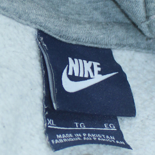 Nike Men's Grey XL Pullover Hoodie with Logo and Kangaroo Pocket