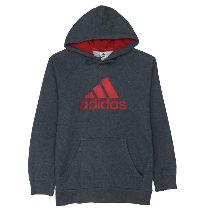 Adidas Men’s Grey Red Logo Pullover Hoodie Size M
