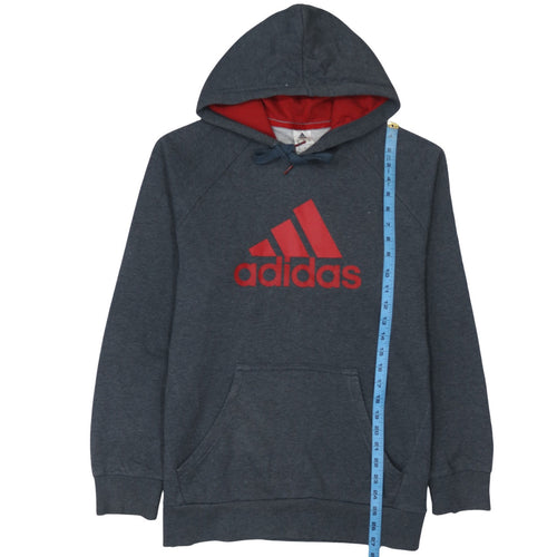 Adidas Men’s Grey Red Logo Pullover Hoodie Size M