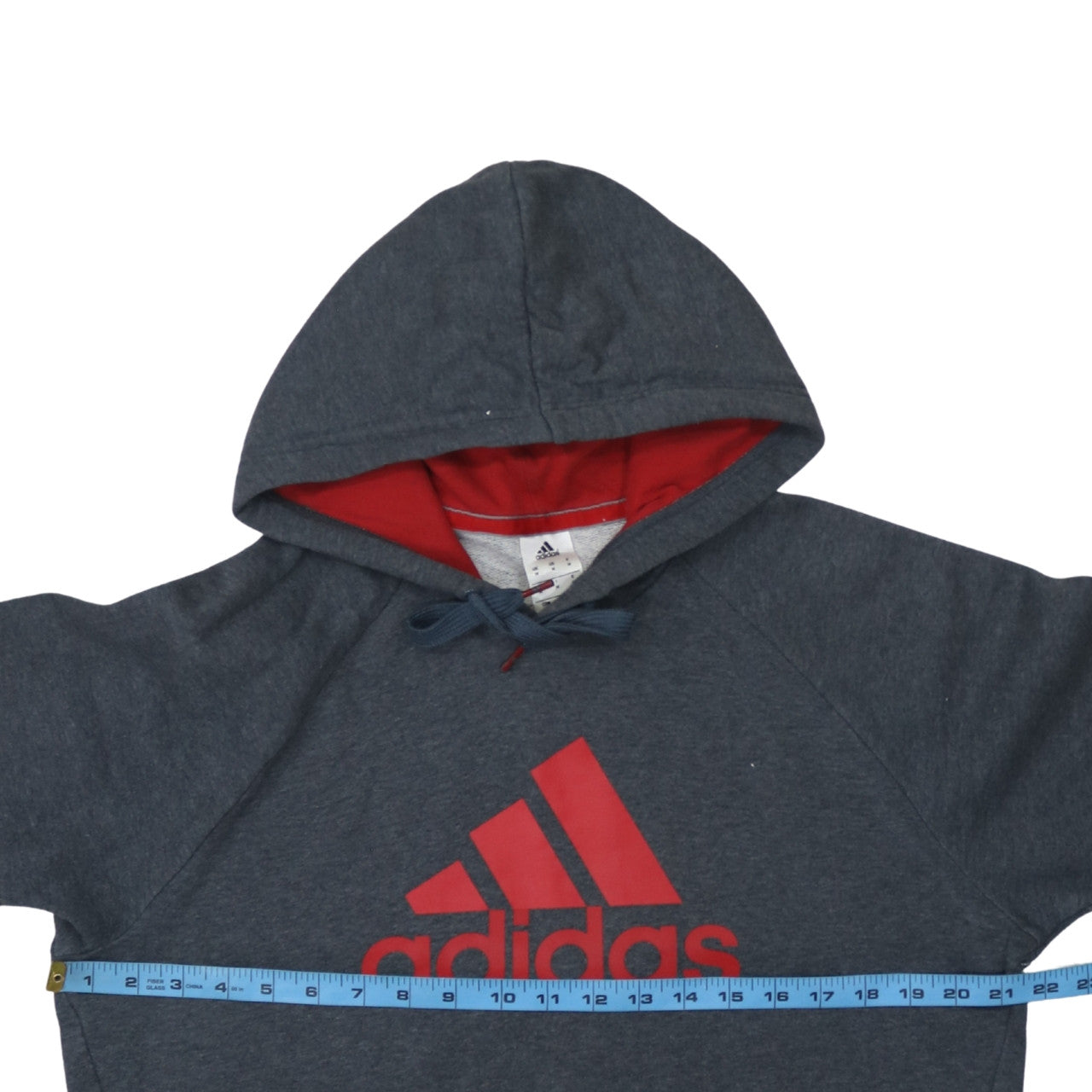 Adidas Men’s Grey Red Logo Pullover Hoodie Size M
