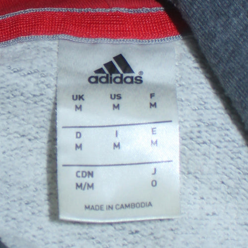 Adidas Men’s Grey Red Logo Pullover Hoodie Size M