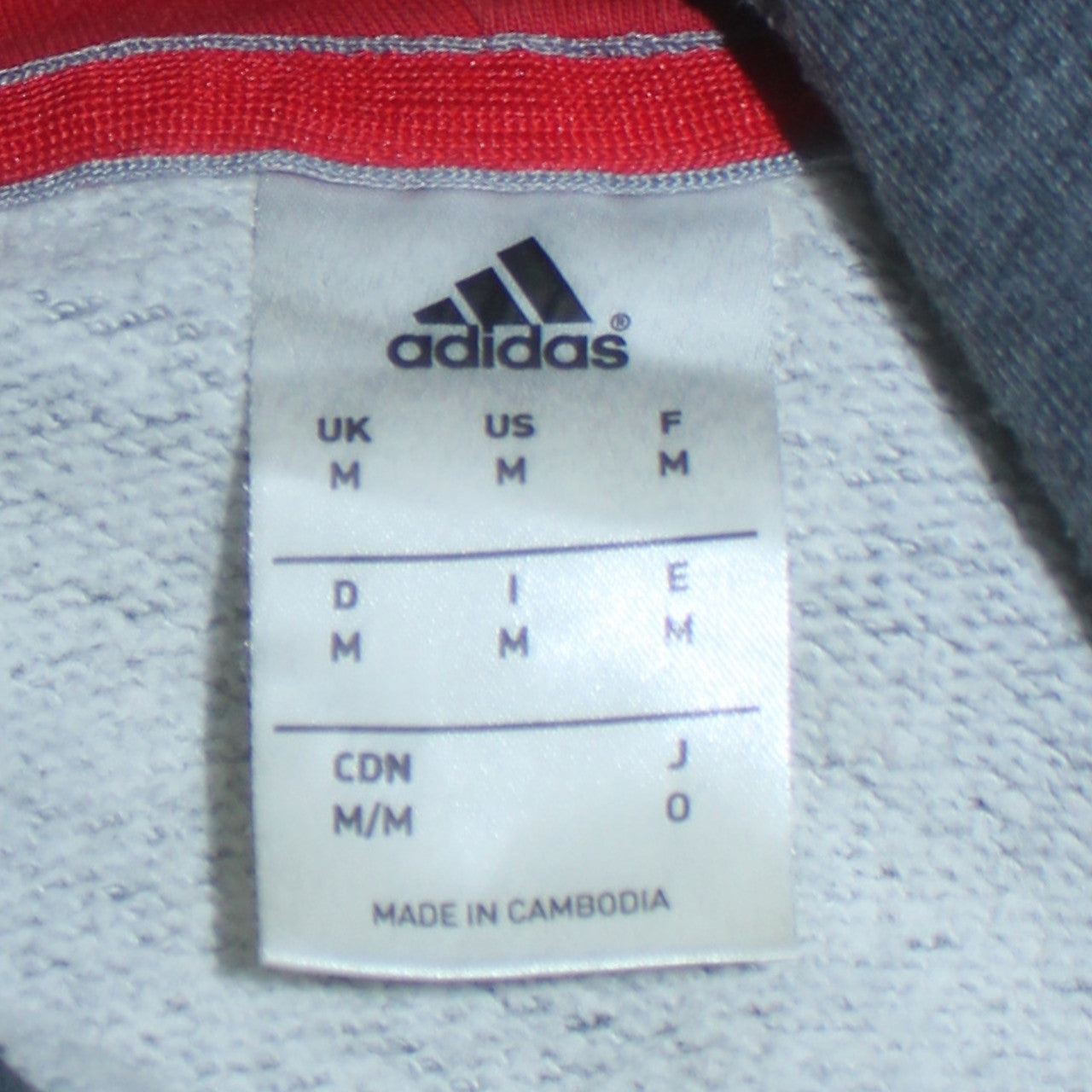 Adidas Men’s Grey Red Logo Pullover Hoodie Size M
