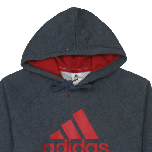 Adidas Men’s Grey Red Logo Pullover Hoodie Size M