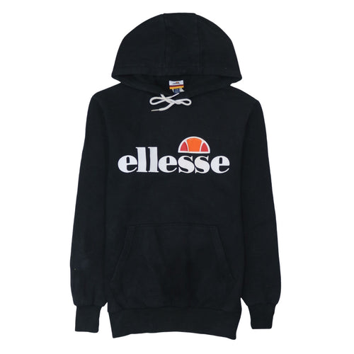 Ellesse Women's Black Pullover Hoodie UK 8 Cotton Blend Logo Style