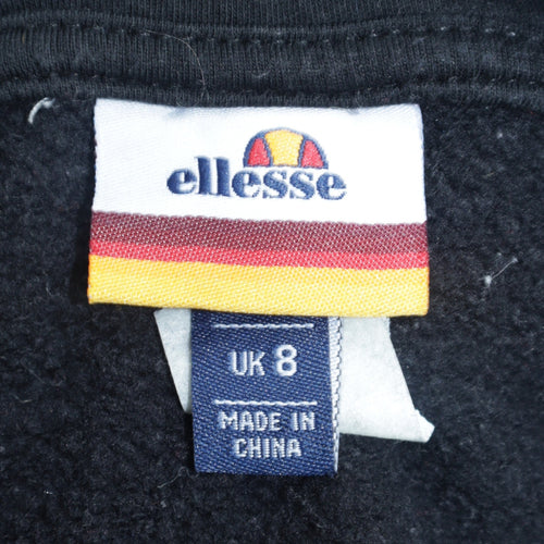 Ellesse Women's Black Pullover Hoodie UK 8 Cotton Blend Logo Style