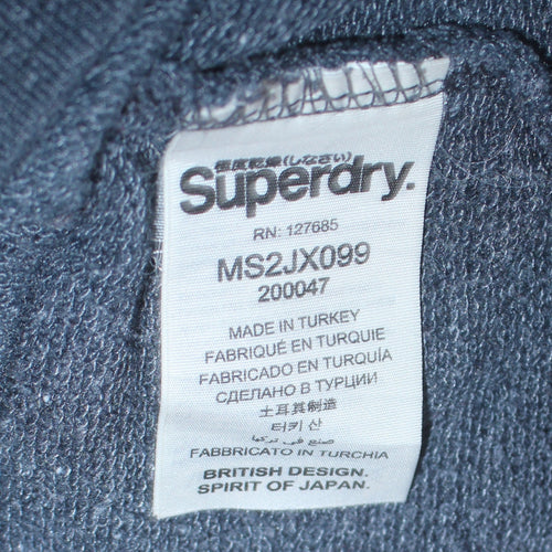 Superdry Men's Blue L Pullover Sweatshirt Crew Neck Logo Athletic