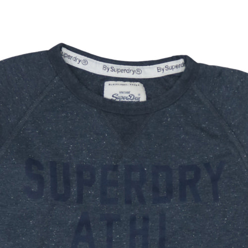 Superdry Men's Blue L Pullover Sweatshirt Crew Neck Logo Athletic