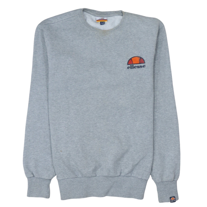 Ellesse Men's Grey Small Crew Neck Logo Sweatshirt Pullover