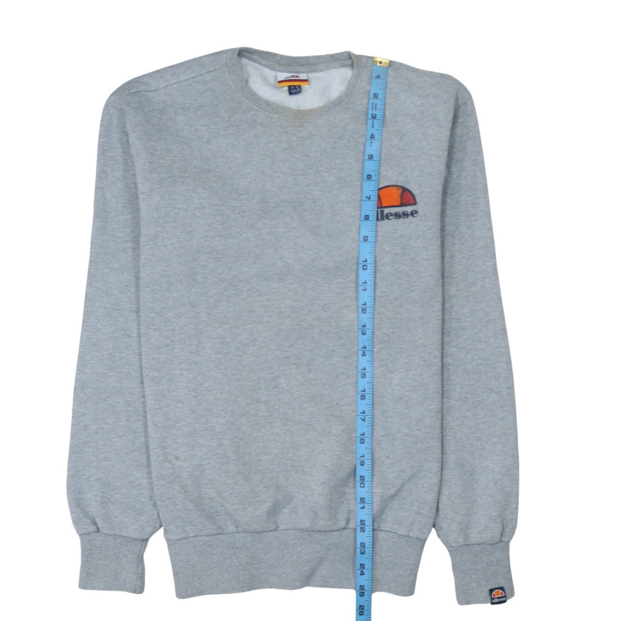 Ellesse Men's Grey Small Crew Neck Logo Sweatshirt Pullover