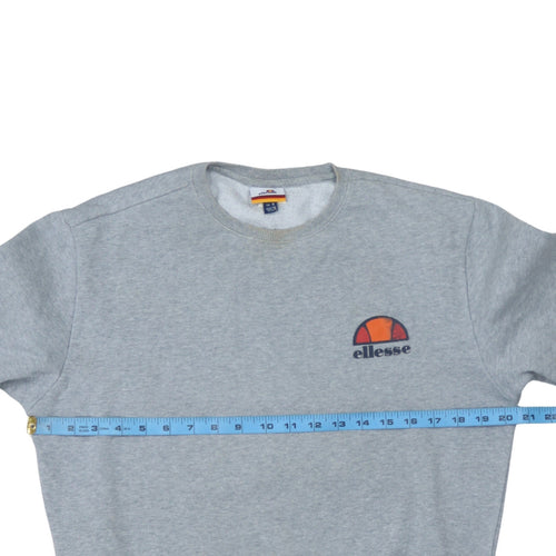 Ellesse Men's Grey Small Crew Neck Logo Sweatshirt Pullover