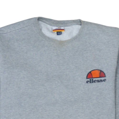 Ellesse Men's Grey Small Crew Neck Logo Sweatshirt Pullover