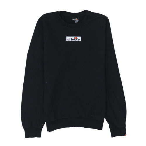 Ellesse Boys Black Pullover Sweatshirt 13-14 Years Cotton Blend Crew Neck