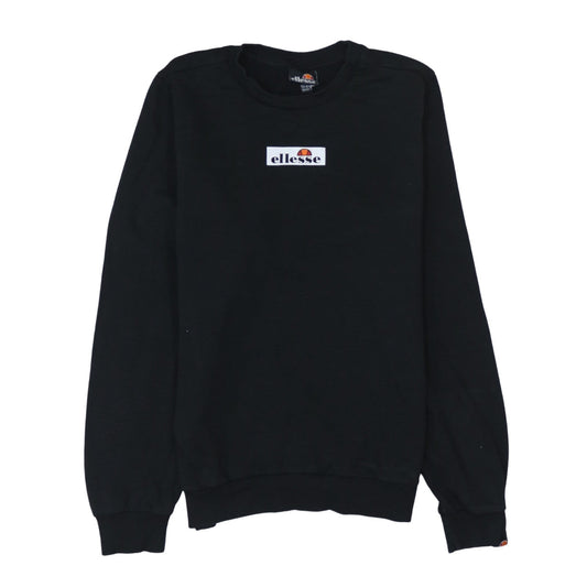 Ellesse Boys Black Pullover Sweatshirt 13-14 Years Cotton Blend Crew Neck