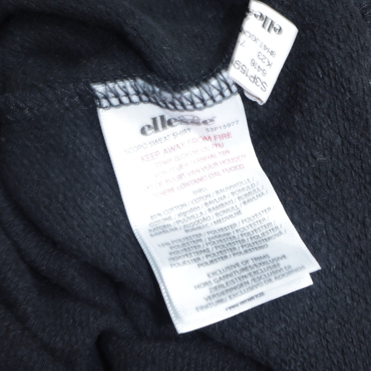 Ellesse Boys Black Pullover Sweatshirt 13-14 Years Cotton Blend Crew Neck