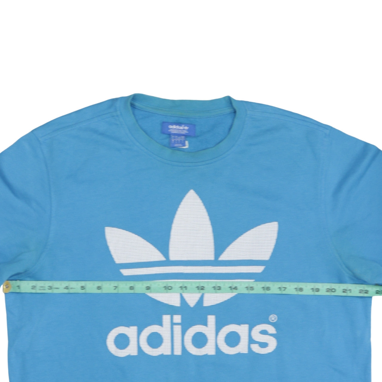 Adidas Mens Blue Large Crew Neck Pullover Sweatshirt with Logo