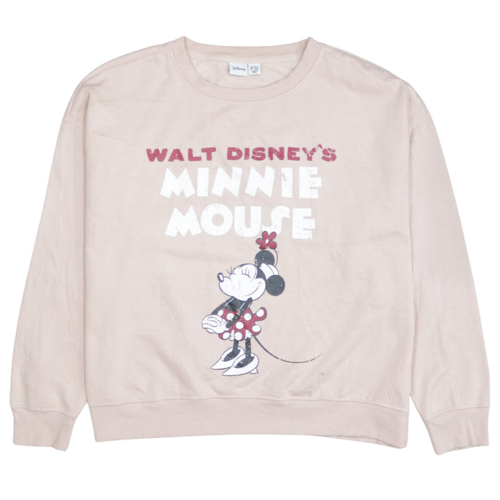 Disney Women’s Beige Minnie Mouse Pullover Sweatshirt Size L 14/16