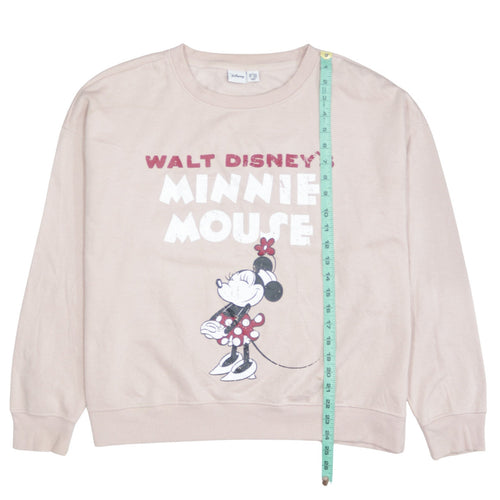 Disney Women’s Beige Minnie Mouse Pullover Sweatshirt Size L 14/16
