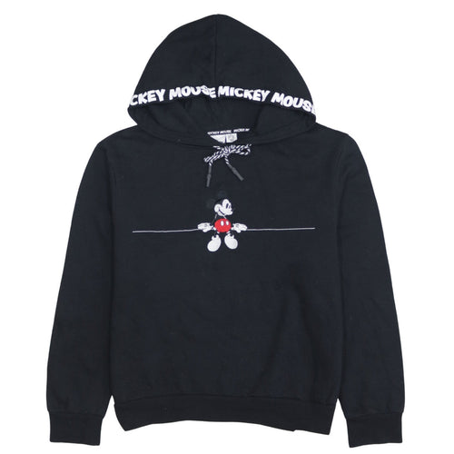 Disney Women's Black Mickey Mouse Hooded Pullover Sweatshirt Size M