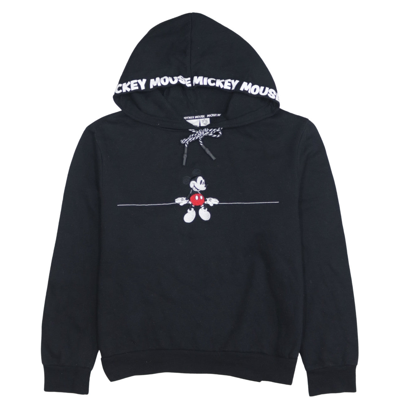 Disney Women's Black Mickey Mouse Hooded Pullover Sweatshirt Size M