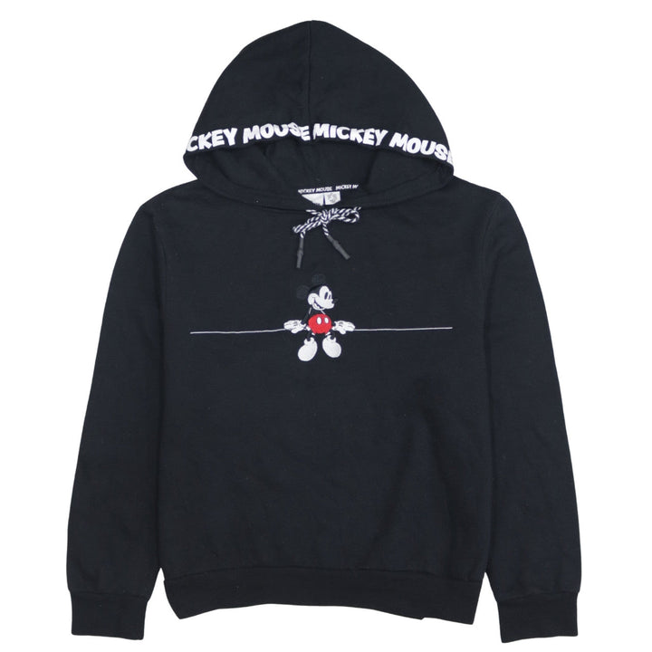 Disney Women's Black Mickey Mouse Hooded Pullover Sweatshirt Size M
