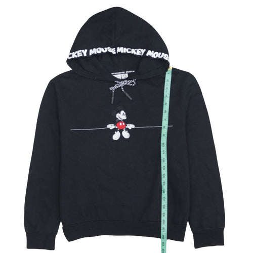 Disney Women's Black Mickey Mouse Hooded Pullover Sweatshirt Size M