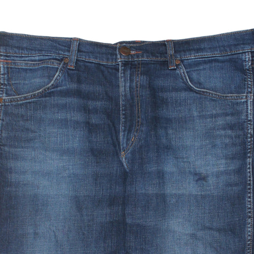 Wrangler Men’s Blue Greensboro Regular Straight Jeans 36x32 Denim