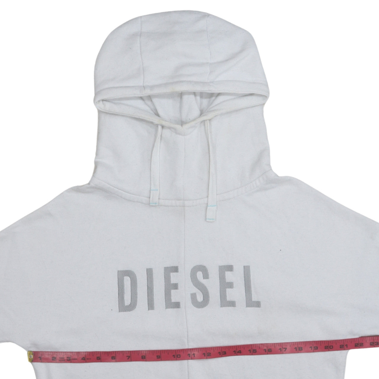 Diesel Men’s White Pullover Hoodie L Logo Fleece Sweatshirt