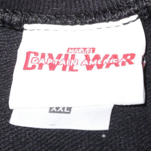 Marvel Civil War Captain America Black Men's 2XL Pullover Sweatshirt