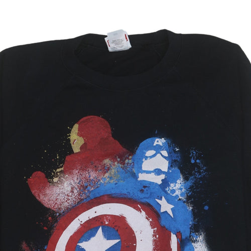 Marvel Civil War Captain America Black Men's 2XL Pullover Sweatshirt